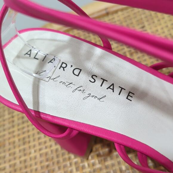 Altar'd State Brinley Strappy Heels Women's Size 8 Barbie Pink Formal Evening - Picture 6 of 8